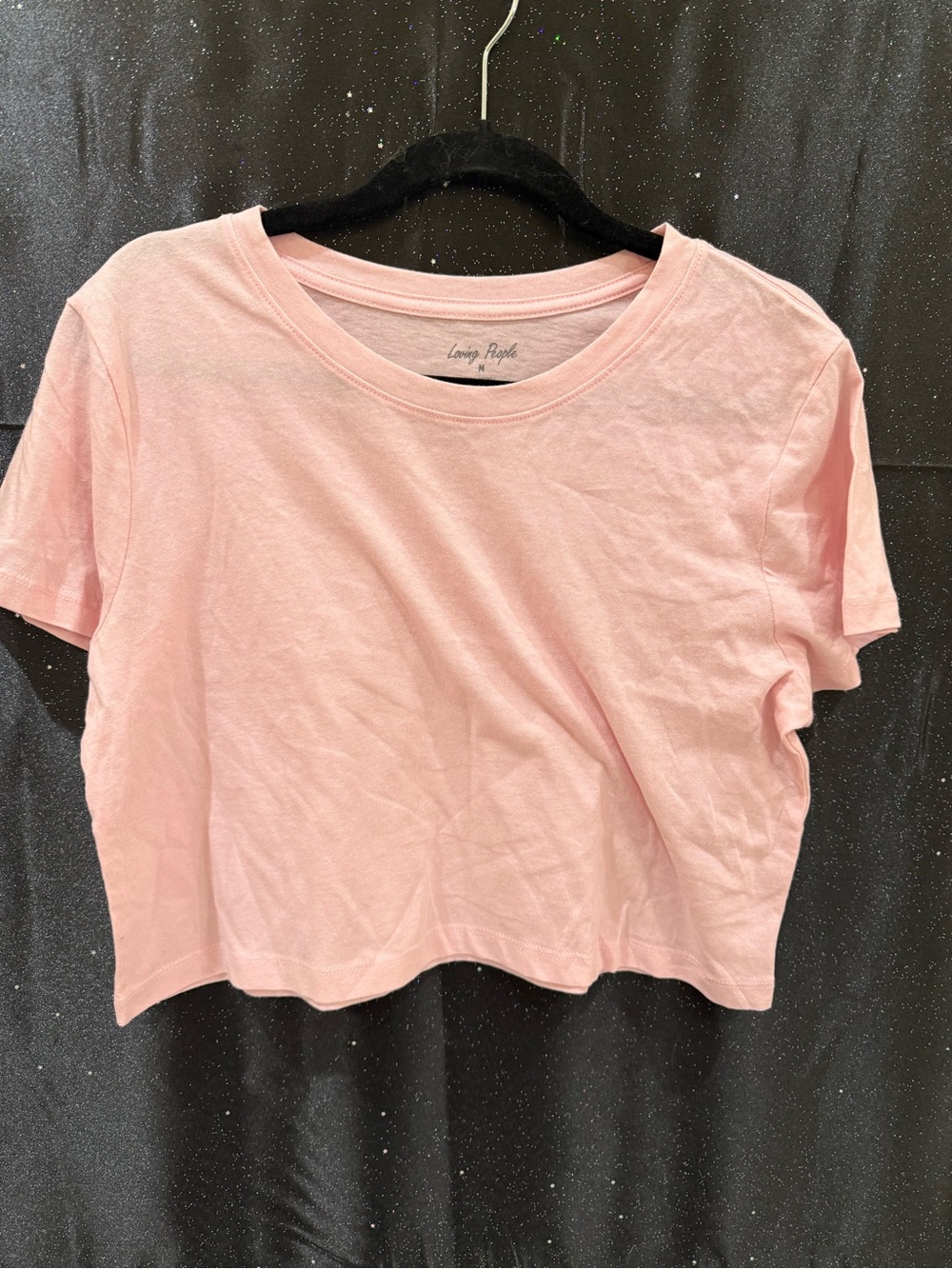Loving people Pink Crop Tee - Classic Short Sleeve Top